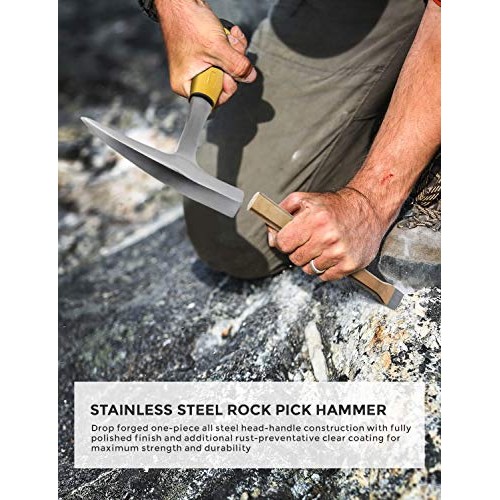 INCLY Rockhounding Geology Hammer Tool, Rock Pick Axe, 3 PCS Diggi...