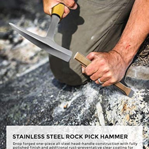 INCLY Rockhounding Geology Hammer Tool, Rock Pick Axe, 3 PCS Diggi...