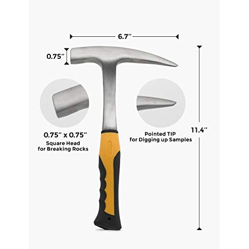 INCLY Rockhounding Geology Hammer Tool, Rock Pick Axe, 3 PCS Diggi...