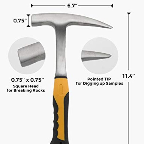 INCLY Rockhounding Geology Hammer Tool, Rock Pick Axe, 3 PCS Diggi...
