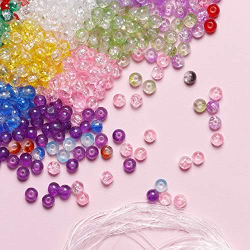 Incraftables Crackle Glass Beads 24 Colors 1100pcs 6mm Kit for Jew...