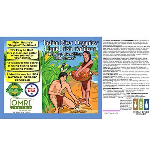 Indian River Organics OMRI Listed Organic, Hydrolyzed Liquid Fish ...