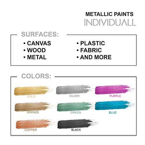 Premium Metallic Acrylic Paint Set by individuall – 8 Professional...