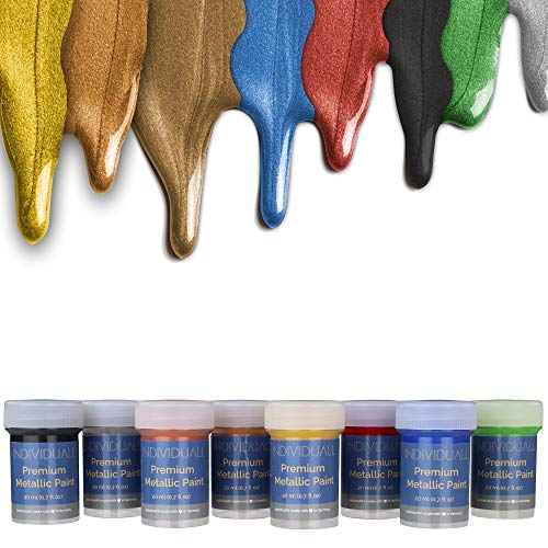 Premium Metallic Acrylic Paint Set by individuall – 8 Professional...