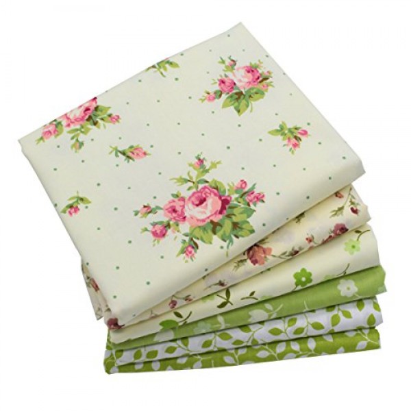 iNee Green Floral Fat Quarters Quilting Fabric Bundles, Sewing Fab...