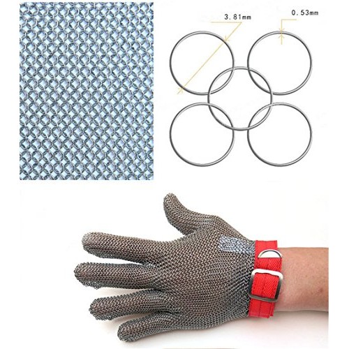 Inf-way 304L Brushed Stainless Steel Mesh Cut Resistant Chain Mail...