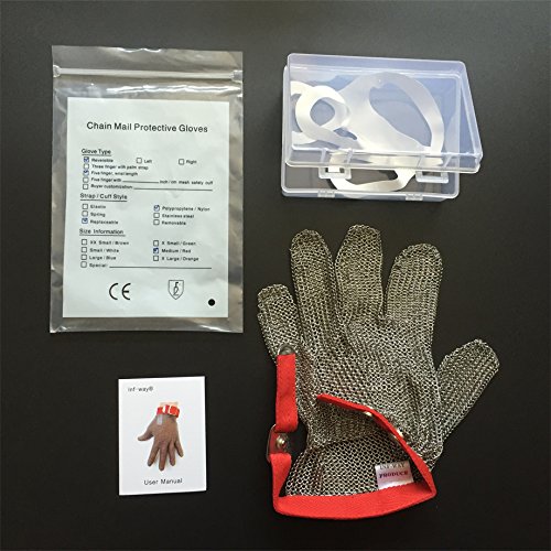 Inf-way 304L Brushed Stainless Steel Mesh Cut Resistant Chain Mail...