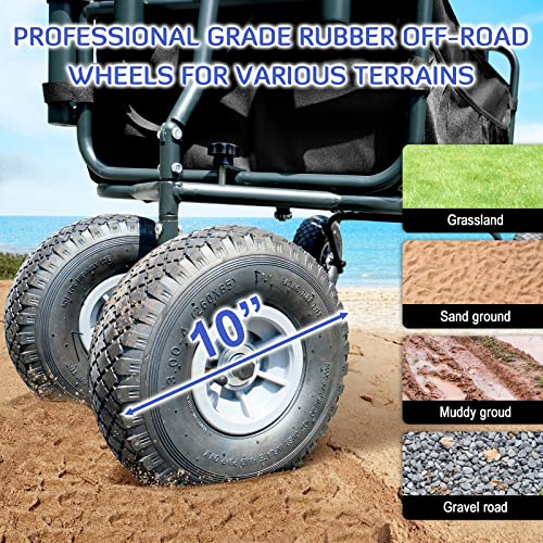 INFANZIA Beach Fishing Wagon Cart with Big Rolling Wheels and Rod ...