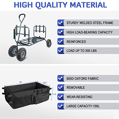 INFANZIA Beach Fishing Wagon Cart with Big Rolling Wheels and Rod ...