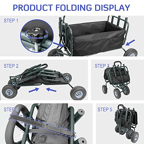 INFANZIA Beach Fishing Wagon Cart with Big Rolling Wheels and Rod ...