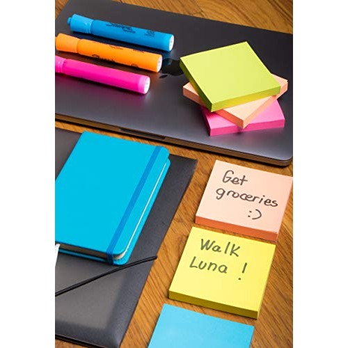 Sticky Notes 3x3, Bright Colorful Stickies, 12 Pads 1200 Sheets To...