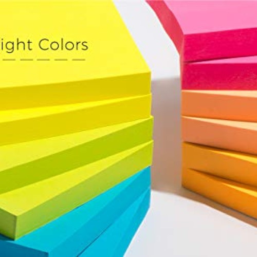 Sticky Notes 3x3, Bright Colorful Stickies, 12 Pads 1200 Sheets To...