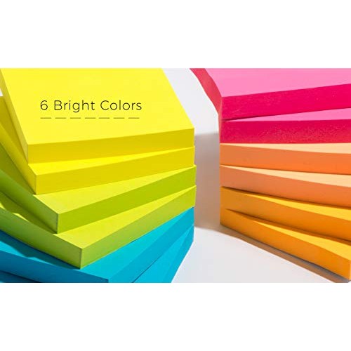 Sticky Notes 3x3, Bright Colorful Stickies, 12 Pads 1200 Sheets To...