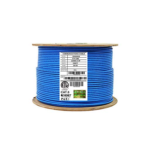Elite CAT6 Shielded Riser CMR, 1000ft, F/UTP 23AWG, Solid Bare C...