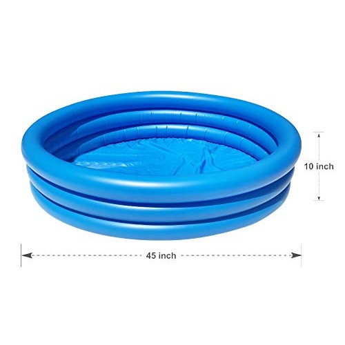 INFLAPLAY Kid Pool Inflatable 3-Ring 45” X 10” Blue Pool Perfect f...