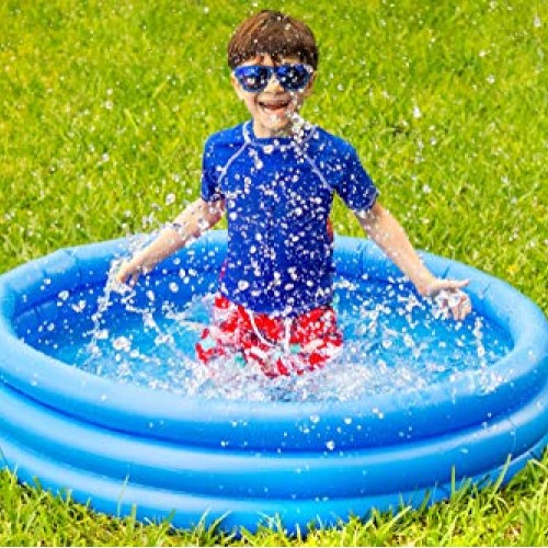 INFLAPLAY Kid Pool Inflatable 3-Ring 45” X 10” Blue Pool Perfect f...
