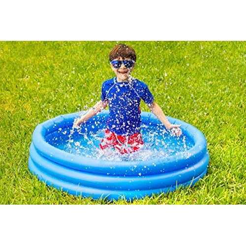 INFLAPLAY Kid Pool Inflatable 3-Ring 45” X 10” Blue Pool Perfect f...