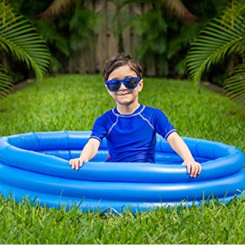 INFLAPLAY Kid Pool Inflatable 3-Ring 45” X 10” Blue Pool Perfect f...