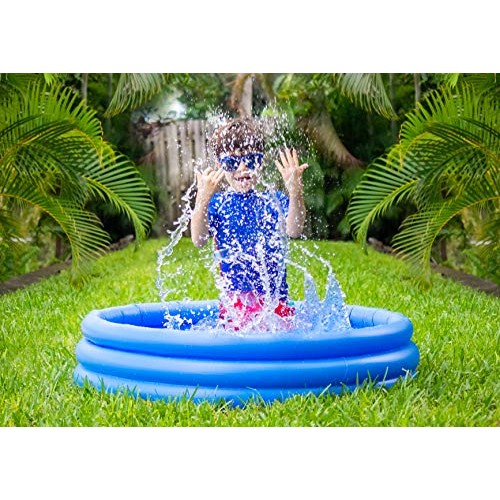 INFLAPLAY Kid Pool Inflatable 3-Ring 45” X 10” Blue Pool Perfect f...