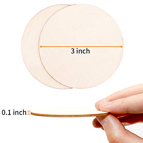 80pcs Unfinished Wood Circle 3 Inch Wooden Circles for Crafts for ...