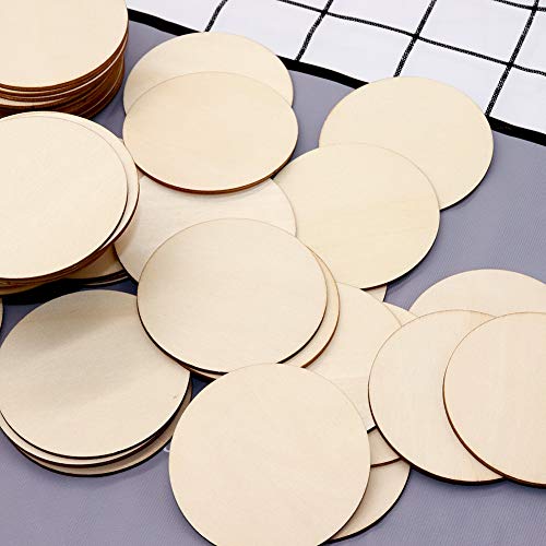 80pcs Unfinished Wood Circle 3 Inch Wooden Circles for Crafts for ...
