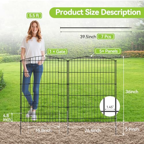 INJOPEXI Decorative Garden Fence 6 Panels 13ft L×36in H Animal...