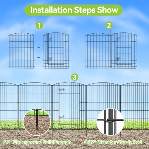 INJOPEXI Decorative Garden Fence 6 Panels 13ft L×36in H Animal...