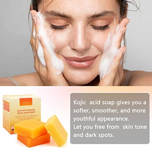 Inlifay Kojic Acid Soap, Dark Spot Remover Soap with Vitamin C, Vi...