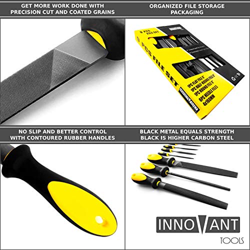 9PC File Set - Metal & Wood Needle Hand File Set Tools - Perfect f...