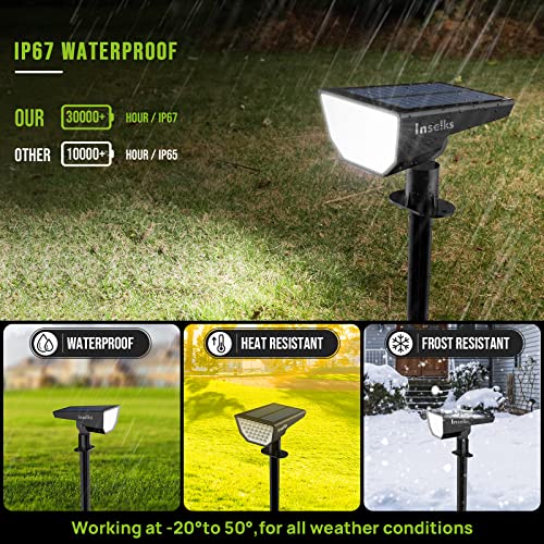 Inselks Solar Spot Lights Outdoor, Solar Outdoor Lights with 3 Lig...