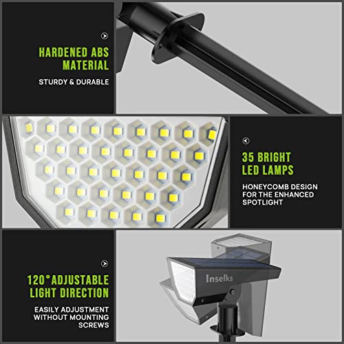 Inselks Solar Spot Lights Outdoor, Solar Outdoor Lights with 3 Lig...