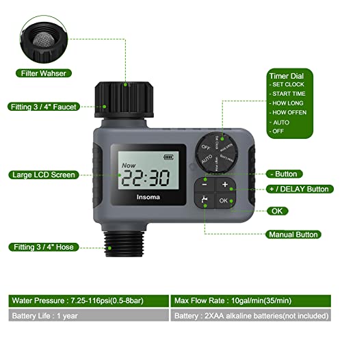 Sprinkler Timer, Outdoor Garden Hose Faucet Timers, Programmable W...