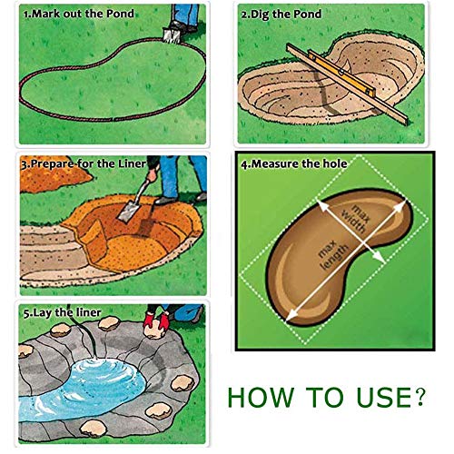 INTBUYING 10 ft 20 ft Pond Liner Products HDPE Black for Koi Ponds...