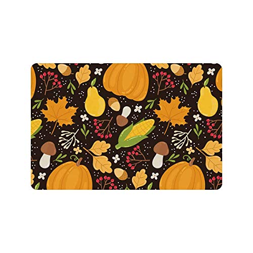 INTERESTPRINT Autumn Pattern with Berries, Leaves, Fruits, Vegetab...