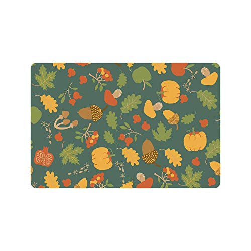 INTERESTPRINT Autumn Pattern with Maple Oak Leaves Pumpkins Berrie...