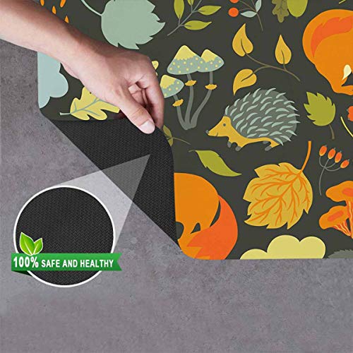 INTERESTPRINT Cute Forest Animals Fox, Hedgehog, Leaves, Mushrooms...