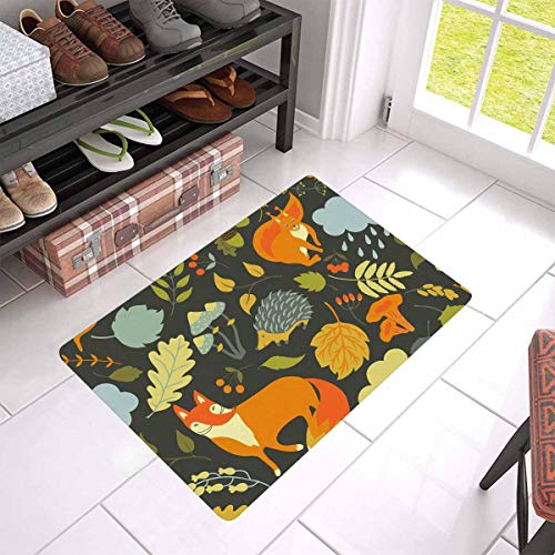 INTERESTPRINT Cute Forest Animals Fox, Hedgehog, Leaves, Mushrooms...