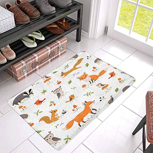 INTERESTPRINT Cute Forest Animals Owl Fox, Mushrooms, Berries and ...