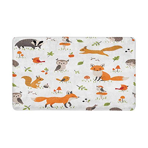 INTERESTPRINT Cute Forest Animals Owl Fox, Mushrooms, Berries and ...