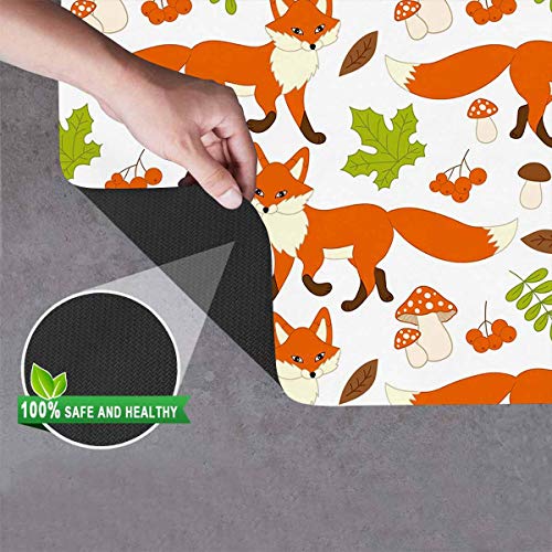 INTERESTPRINT Cute Foxes, Mushrooms, Berries and Leaves 24 x 16 In...