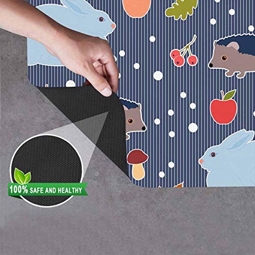 INTERESTPRINT Hare Hedgehog Berry Mushroom Anti-Slip Doormat One-S...