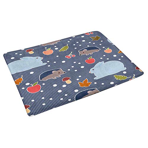 InterestPrint Hare Hedgehog Berry Mushroom Indoor Doormat Latex Ba...