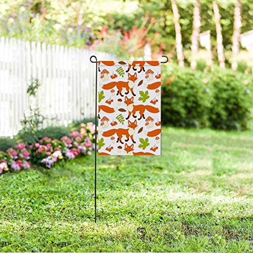 INTERESTPRINT Long Polyester Garden Flag 12 x 18 inch Cute Foxes M...