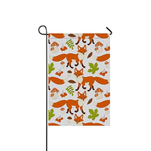 INTERESTPRINT Long Polyester Garden Flag 12 x 18 inch Cute Foxes M...