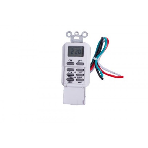 Intermatic EI500WC 7-Day Single-Pole Digital Time Switch, White