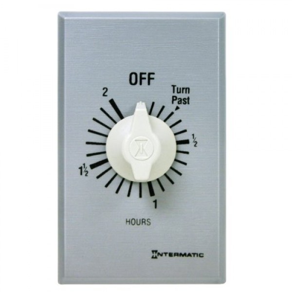 Intermatic FF2H 2-Hour Spring Loaded Wall Timer, Brushed Metal