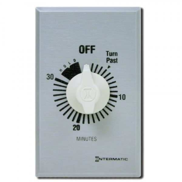 Intermatic FF30MH 30-Minute Spring Loaded Wall Timer, Brushed Metal
