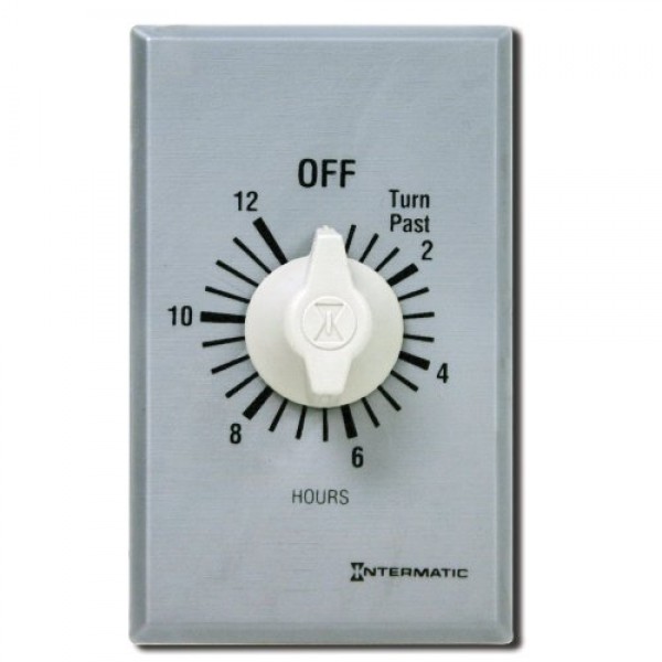Intermatic FF312H 12-Hour Spring Loaded Wall Timer, Brushed Metal