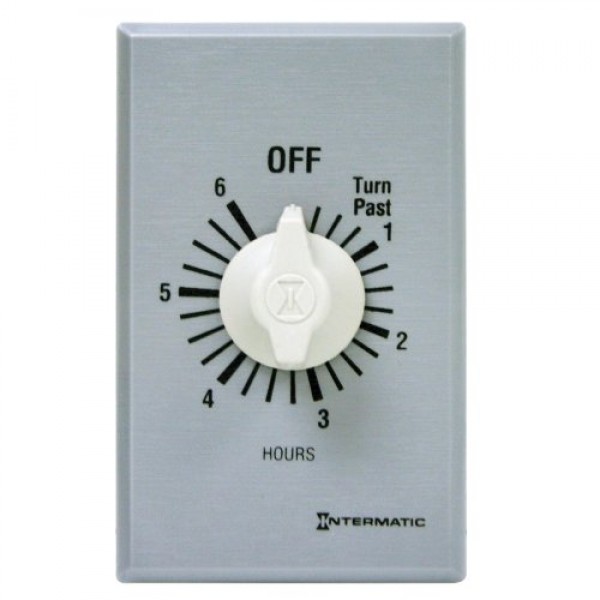 Intermatic FF36H 6-Hour Spring Loaded Wall Timer, Brushed Metal