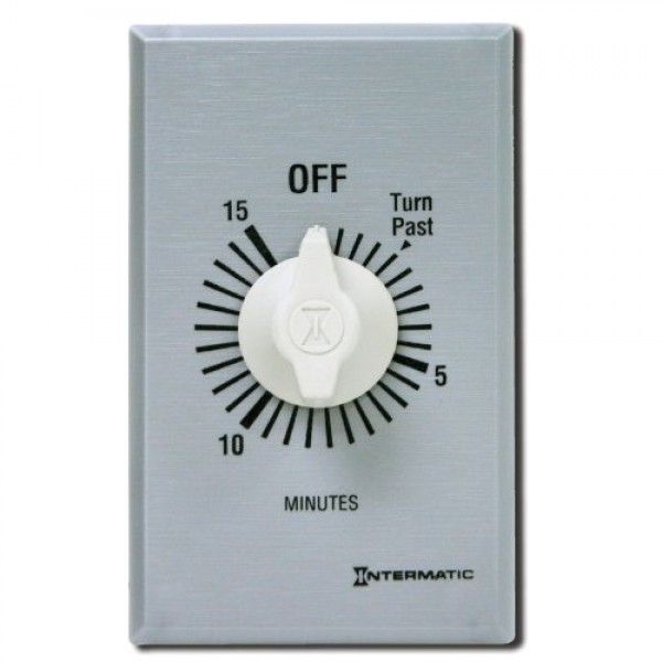 Intermatic FF415M 15-Minute Spring Loaded Wall Timer, Brushed Metal